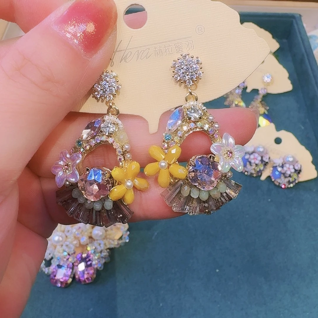 铁合金合金锆石耳环耳饰