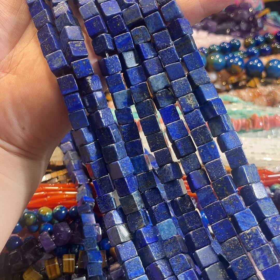 玛瑙/玉髓合金珠宝半成品青金石方糖一条8mm