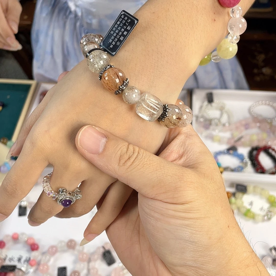 水晶手链银S925镀金镶嵌