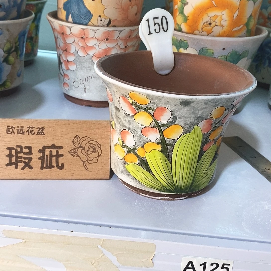 花盆紫砂红陶手绘花盆