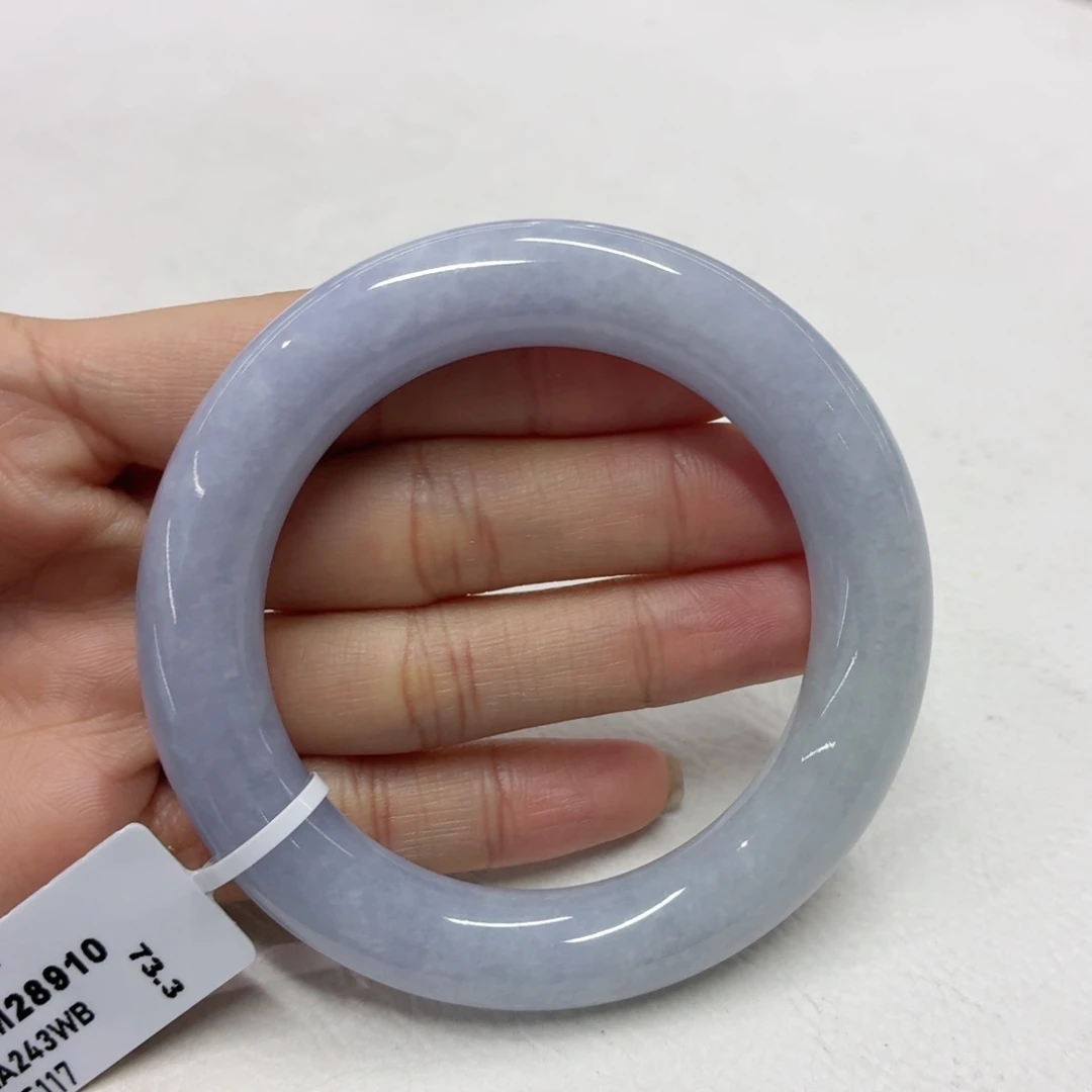 翡翠未镶嵌手镯53胖圆条紫罗兰