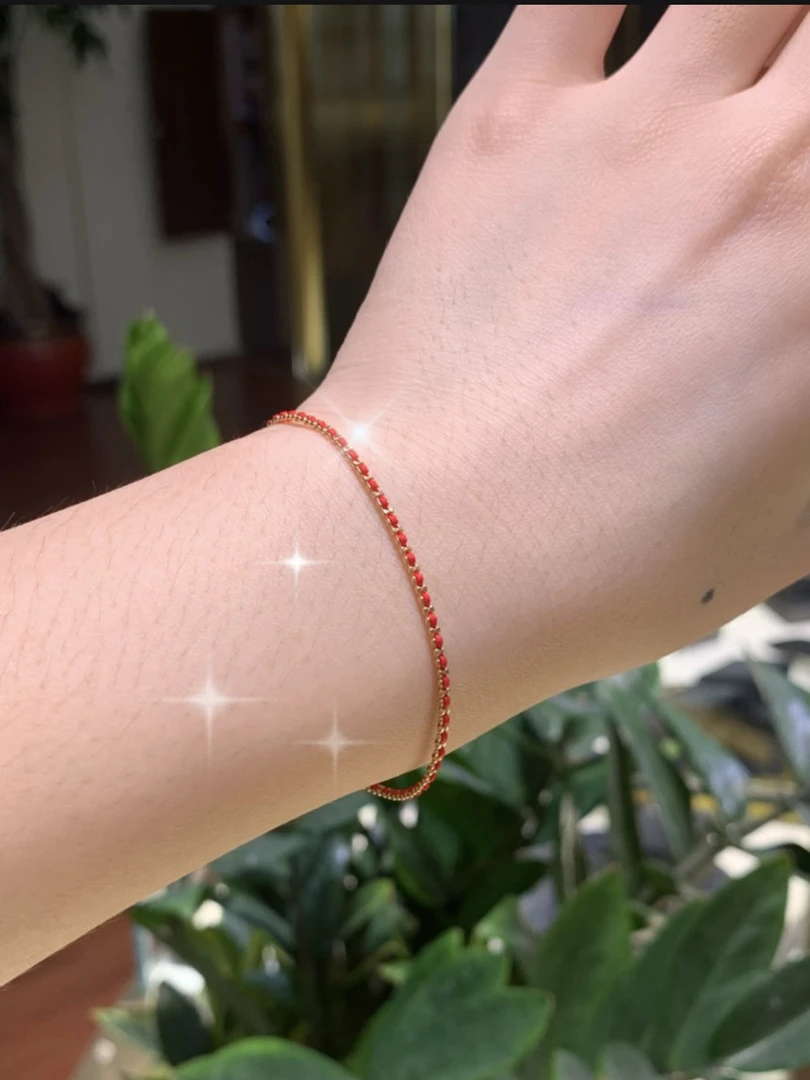 18k金百搭红绳可叠戴转运手工编织红绳简约时尚手链