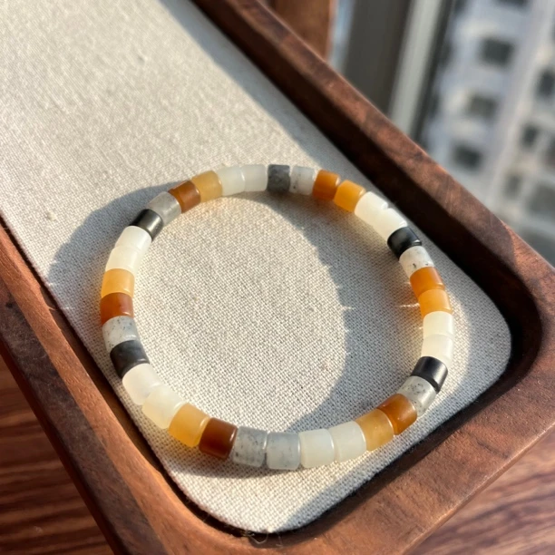 和田玉青花楼兰多宝直切手串时尚百搭手工编制