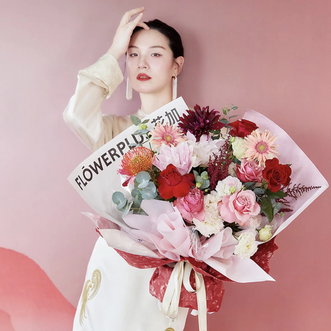 「唱红吟」红粉色系混合花束创意鲜花花束送爱人女友同城配送生日