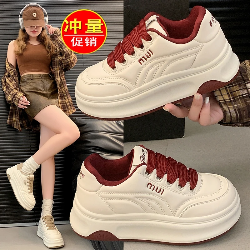 厚底小白鞋女爆款2025秋冬新款加绒面包鞋百搭休闲运动鞋学生板鞋