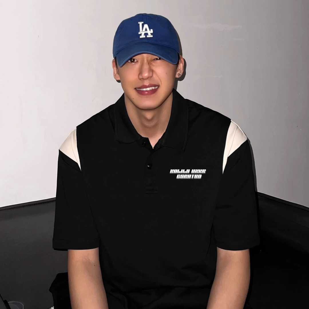 HIP潮牌男士短袖翻领polo衫夏款字母印花撞色拼接纯棉半袖t恤上衣