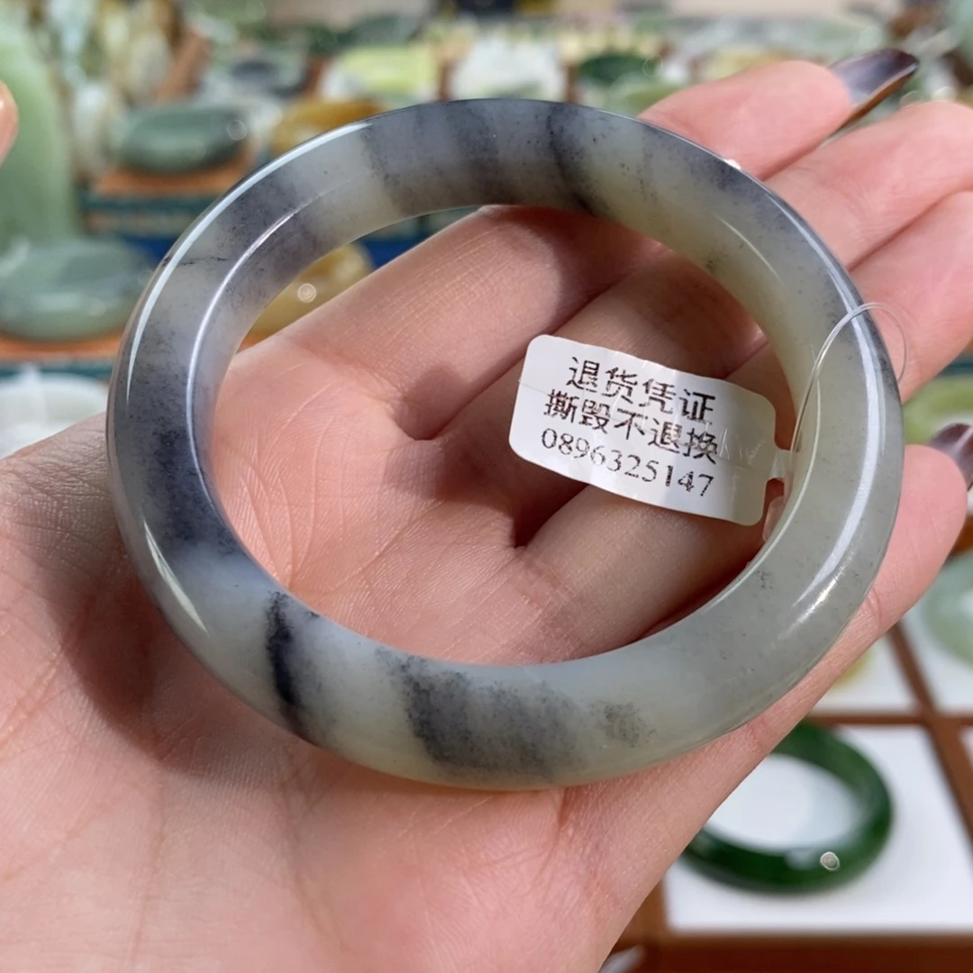 和田玉未镶嵌手镯籽青花54/55