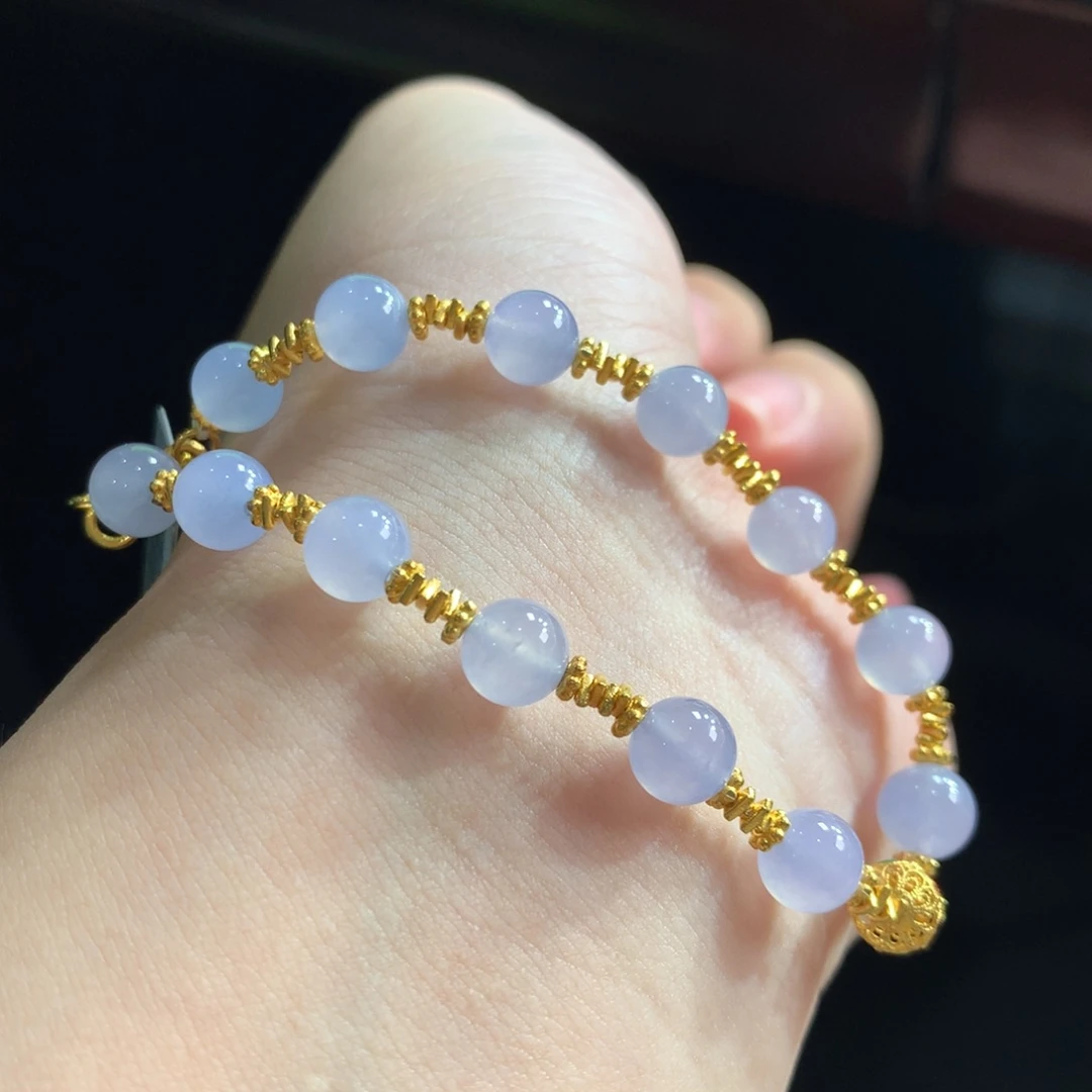 翡翠未镶嵌手串翡翠冰胶底梦幻仙紫卡6.50+