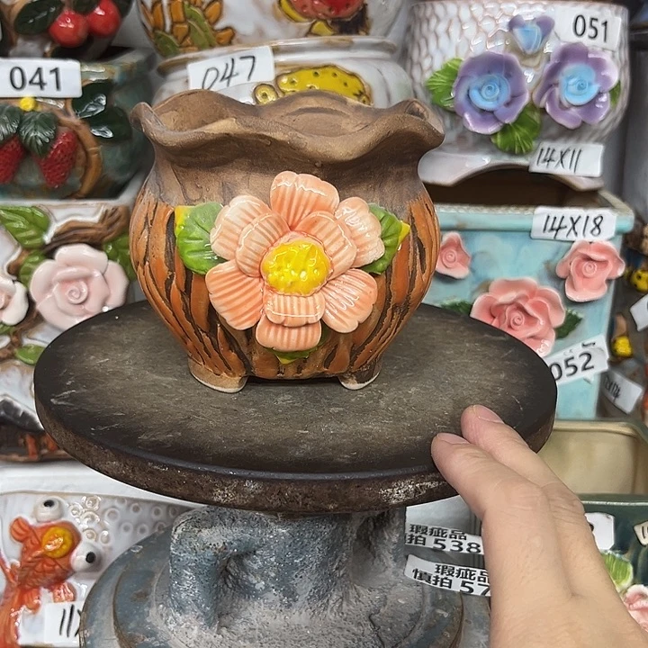紫砂花盆粗陶材质多肉花盆