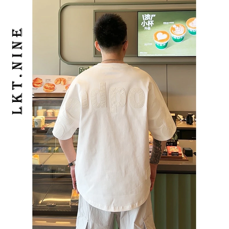 LKT.NINE潮牌重磅纯棉短袖T恤男春夏潮字母刺绣印花美式半袖39508