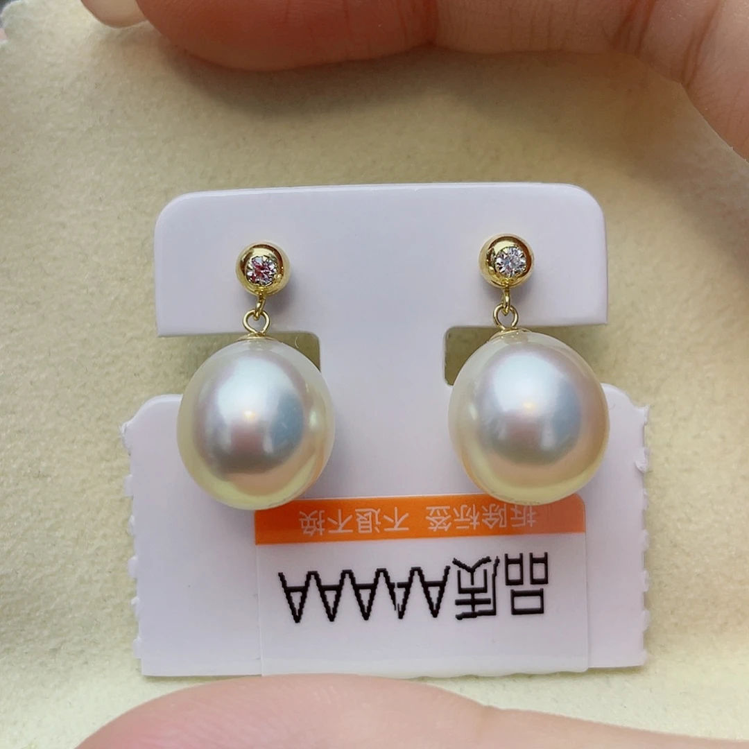 耳饰18K金镶嵌海水珍珠w41