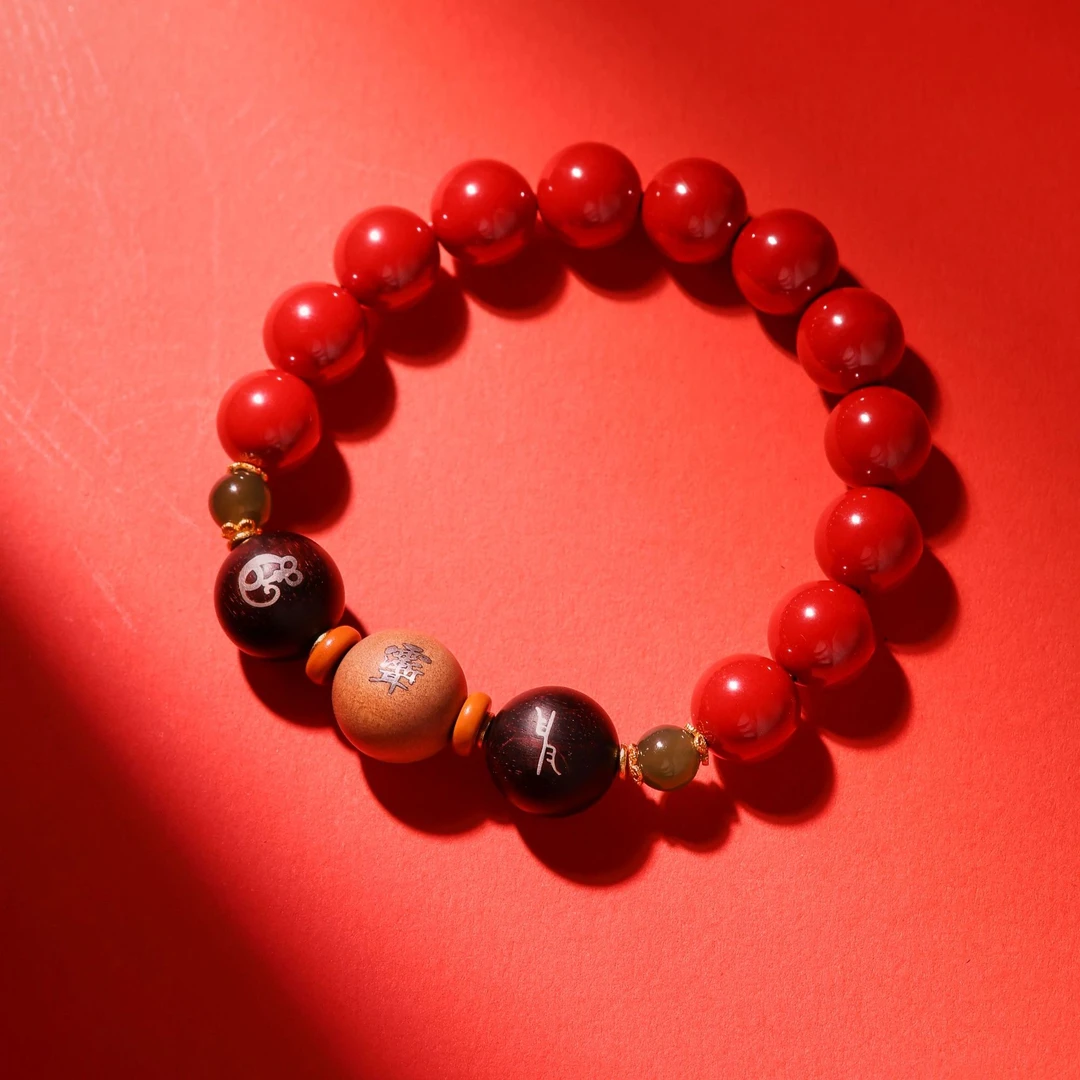 非金属珐琅手链 三合伯乐生肖手串非遗国风镶银紫薇讳帝王砂手串