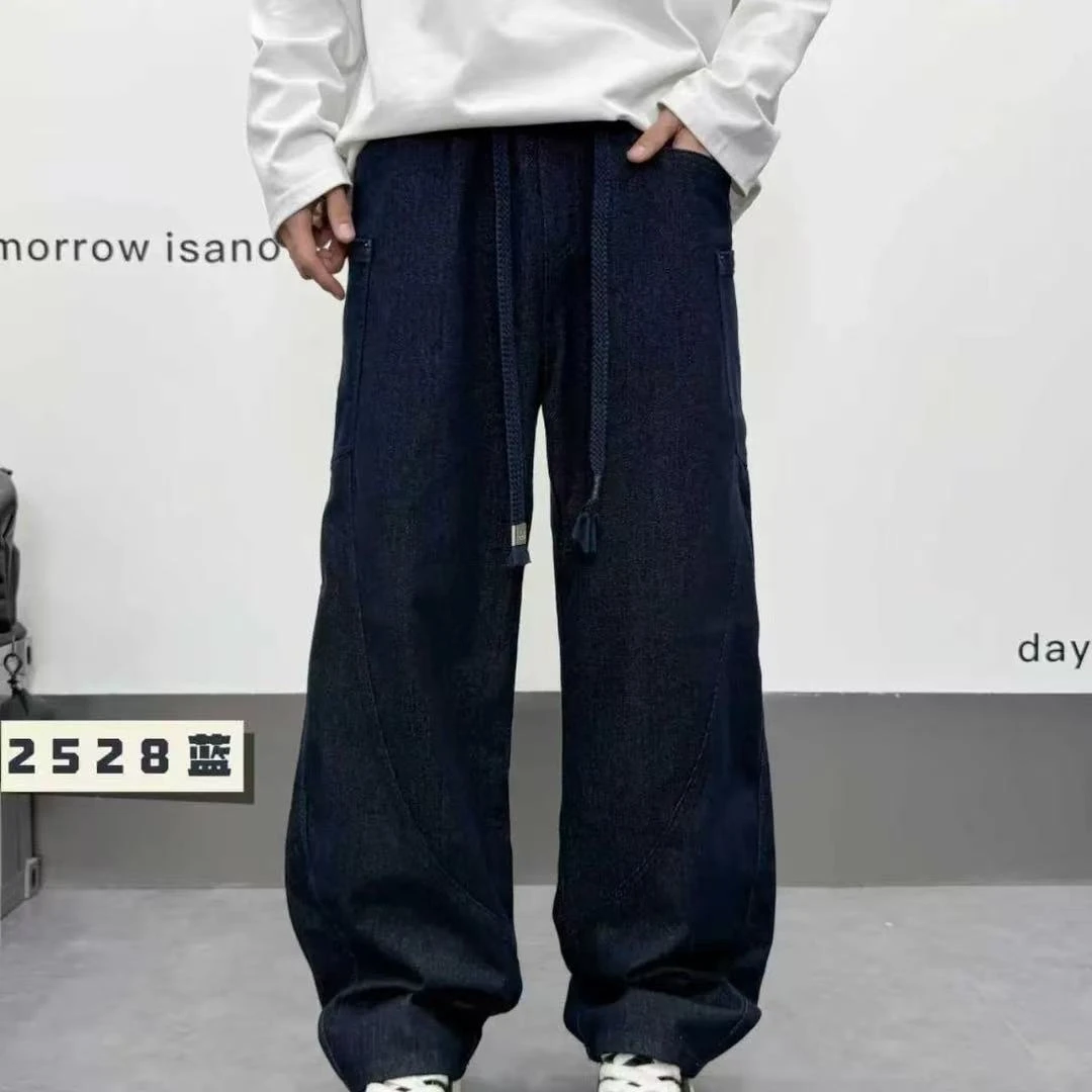 美式水洗大码弯刀裤型潮流百搭冬季新款显瘦宽松休闲百搭长裤2528