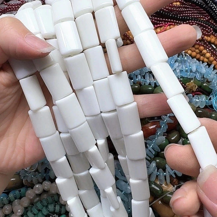 玛瑙/玉髓合金珠宝半成品一条12x16m瓷白玛瑙片