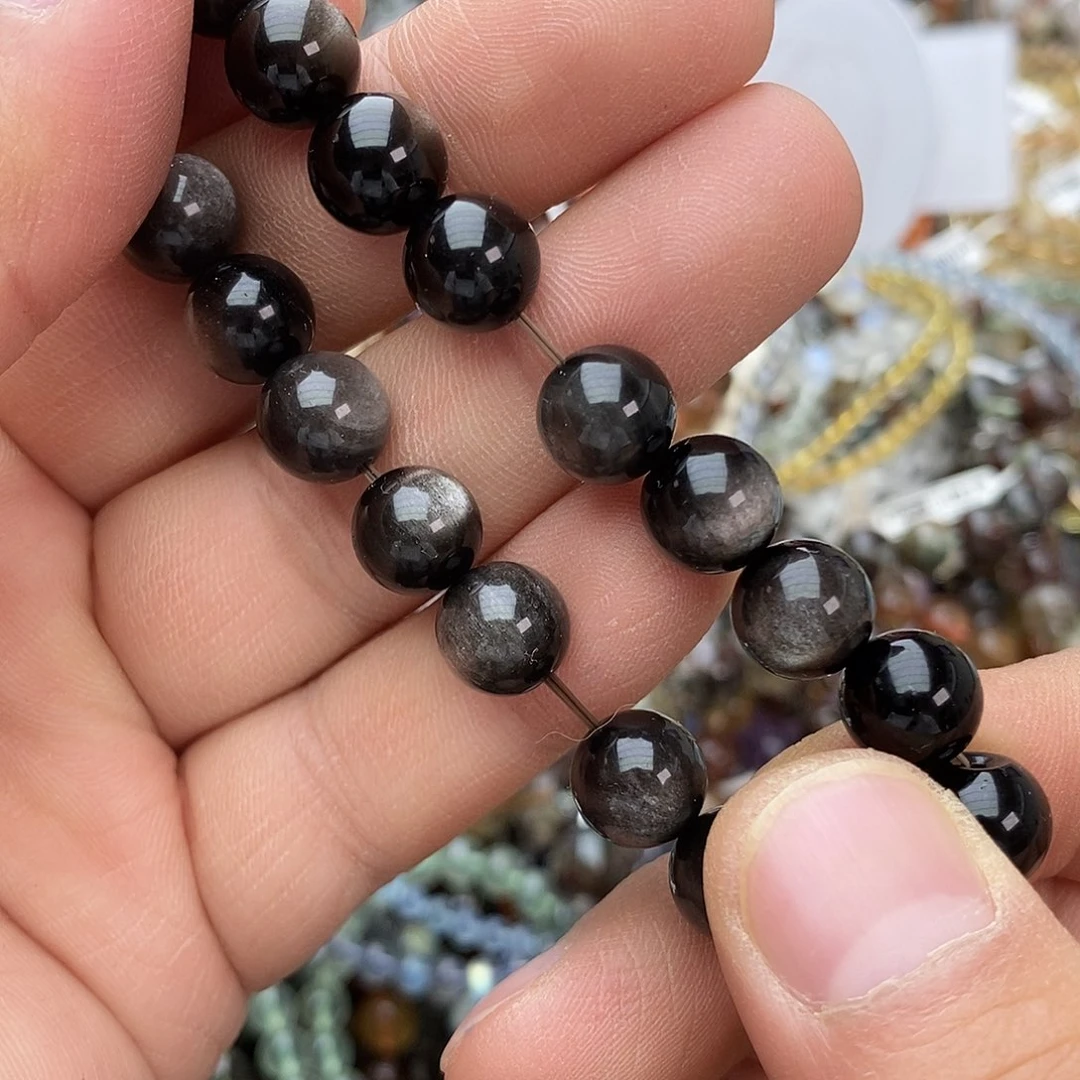 黑曜岩手链未镶嵌手链