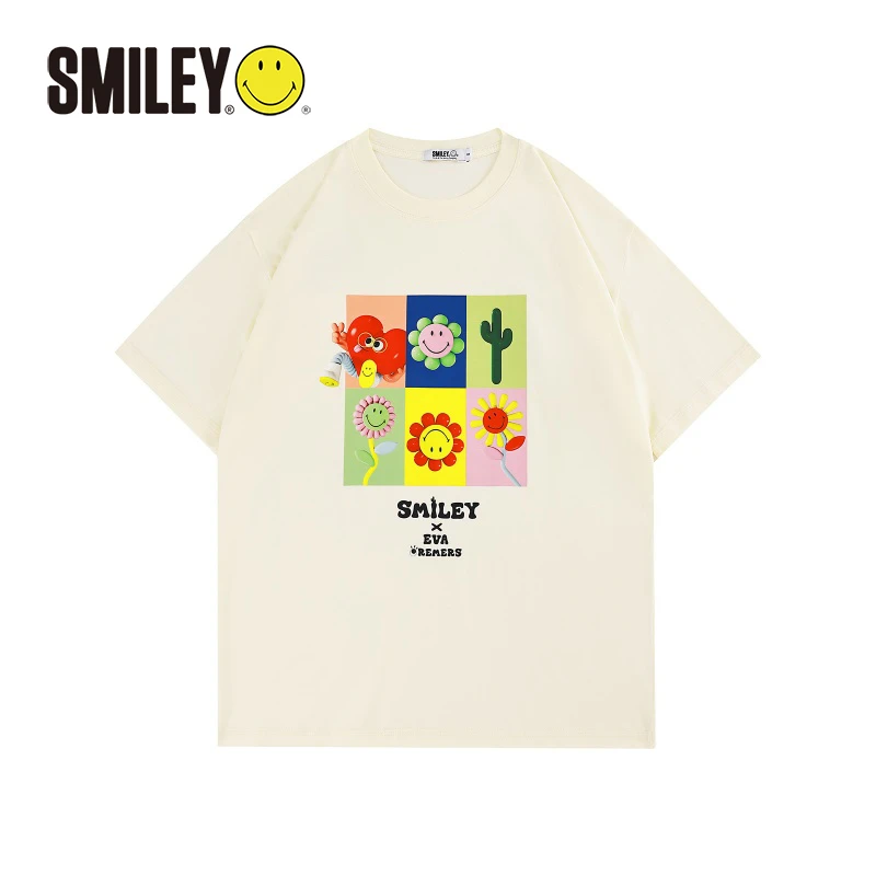 SMILEY笑脸夏天多巴胺情侣款卡通印花短袖T恤韩系休闲T恤