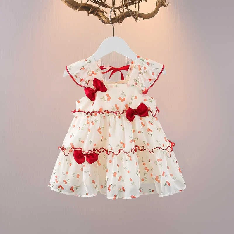 女童连衣裙夏季2025新款小女孩洋气周岁礼服公主裙儿童装碎花裙子