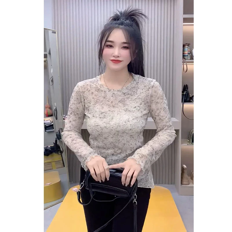 2025不规则气质晕染罩衫新款设计感防晒韩版长袖显瘦百搭打底衫