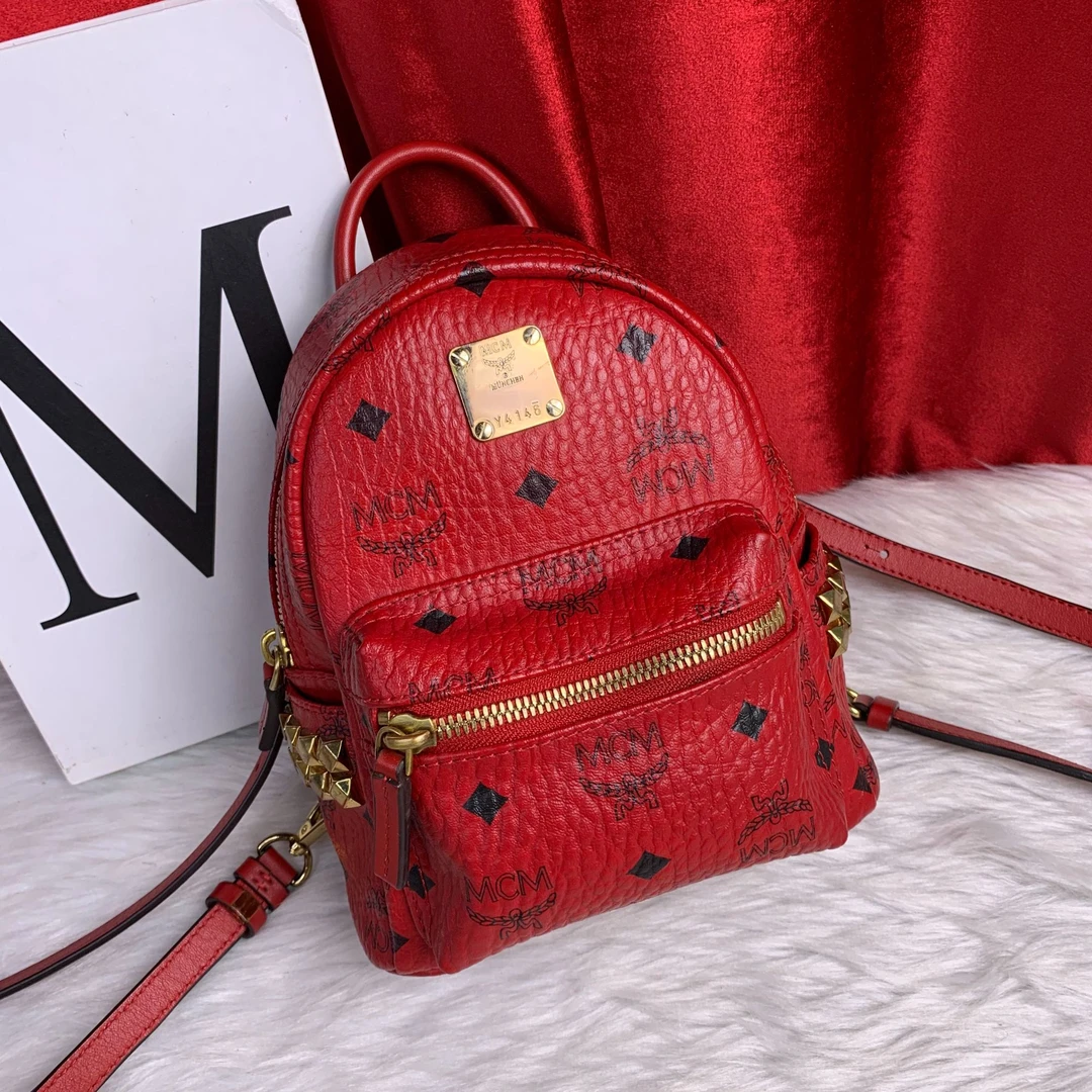 95新 MCM 红色小双肩包/SD09511550/1550