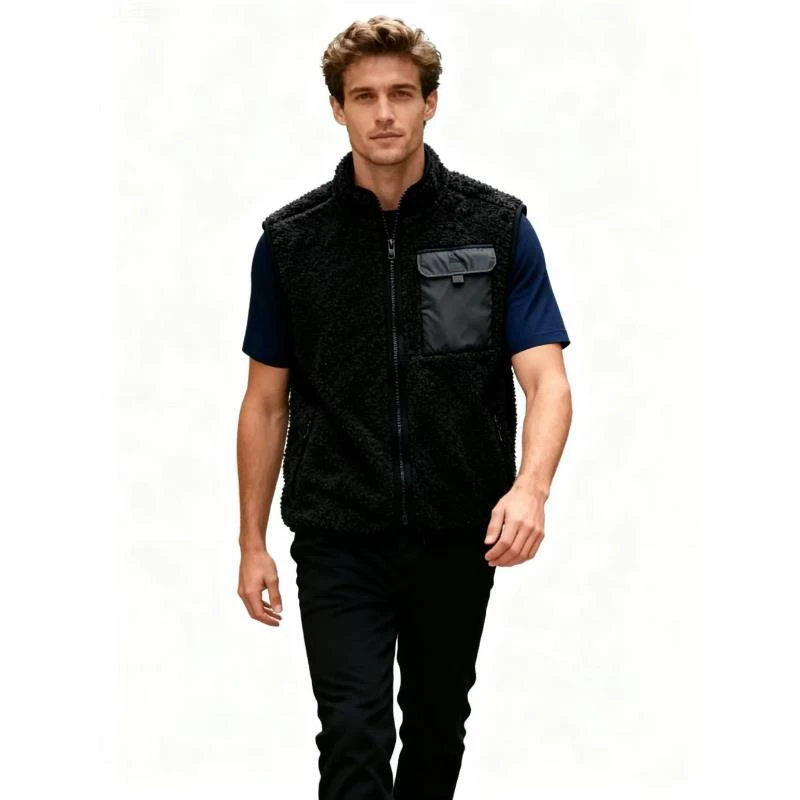 撞色口袋设计秋冬男士羊羔绒立领工装马甲潮 157