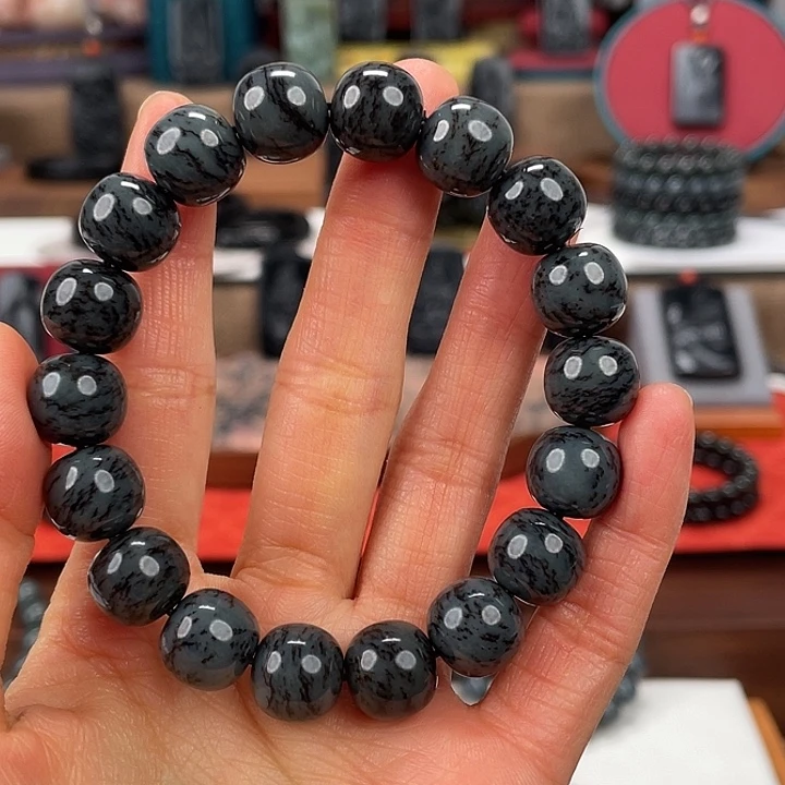 和田玉未镶嵌手串卡12精工沙枣青特色料