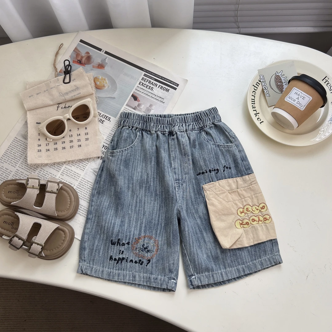 男童夏季薄牛仔短裤工装时尚潮流五分裤BMX251309