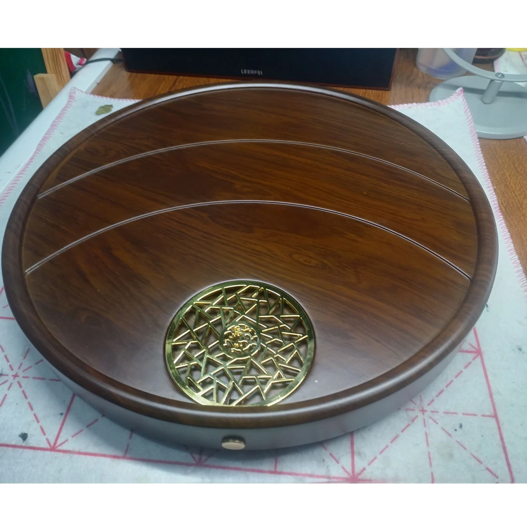 中式简约楠竹圆形家用茶具储水茶盘办公室干泡茶台沥水托盘茶海盘