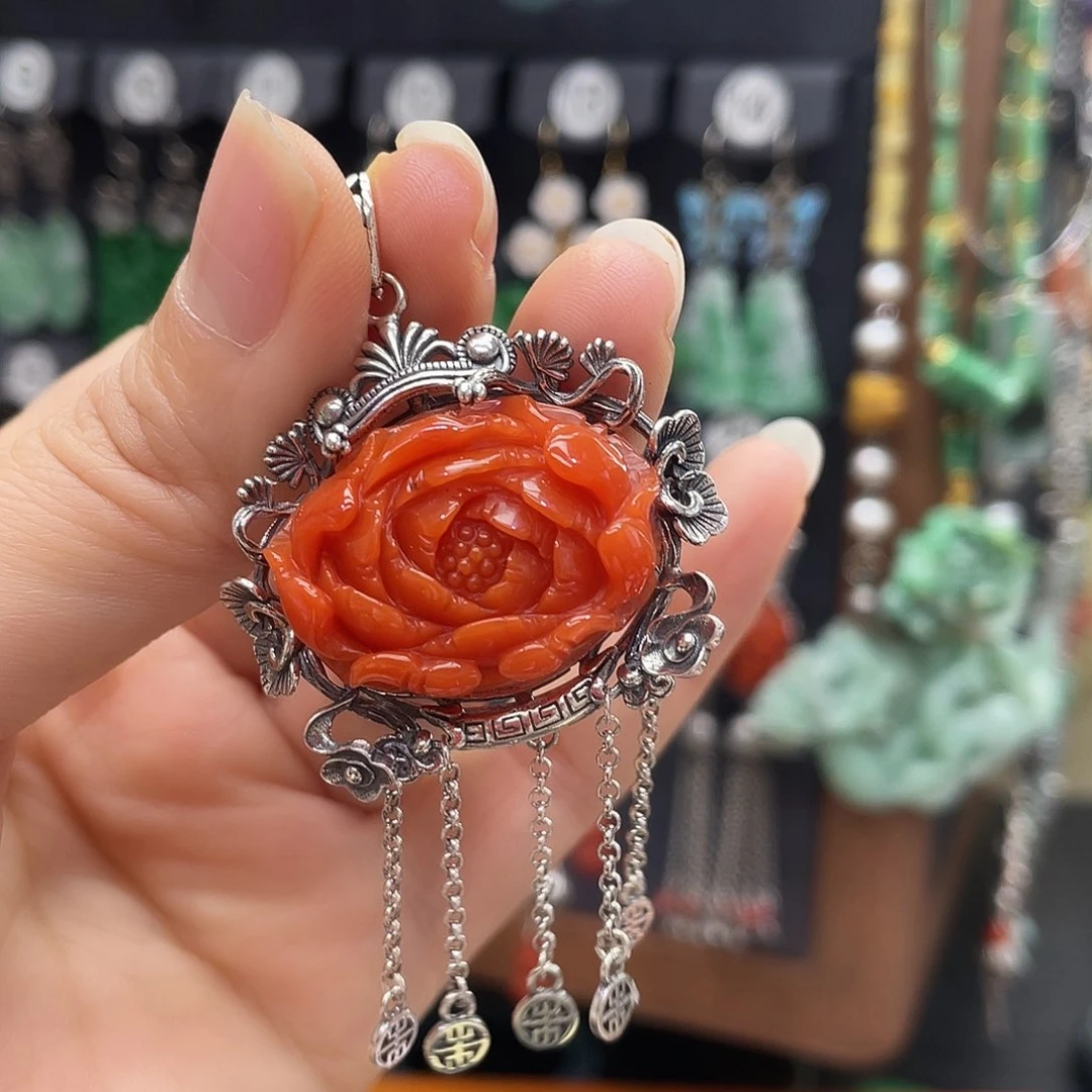 翡翠颈饰银S925镶嵌梓***爸995fggggg