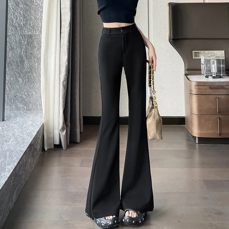 西装马蹄裤女2025秋冬小个子高腰显瘦修身垂感休闲百搭显高喇叭裤