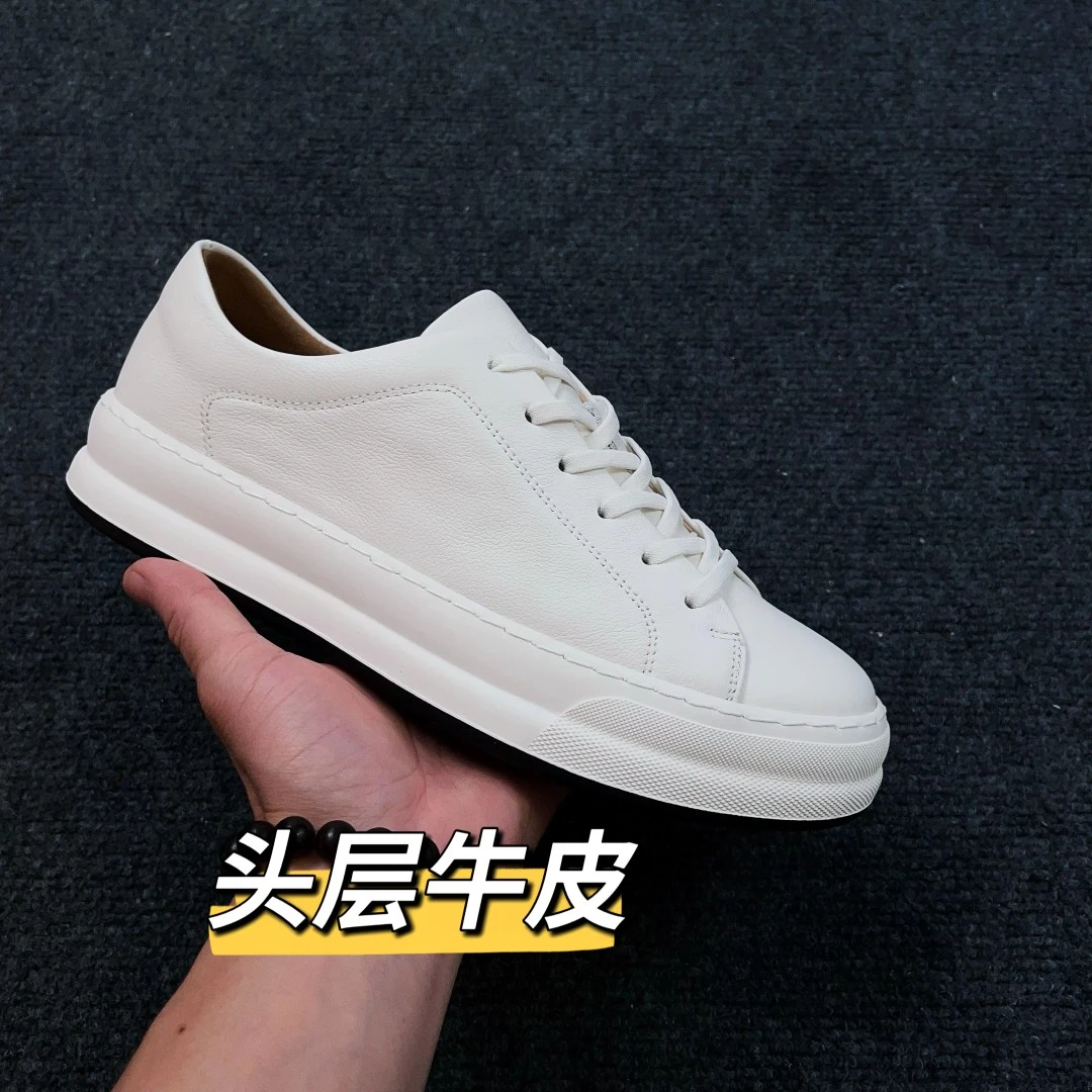 头层牛皮真皮男鞋2025秋冬新款软底简约休闲时尚百搭小白鞋白板鞋