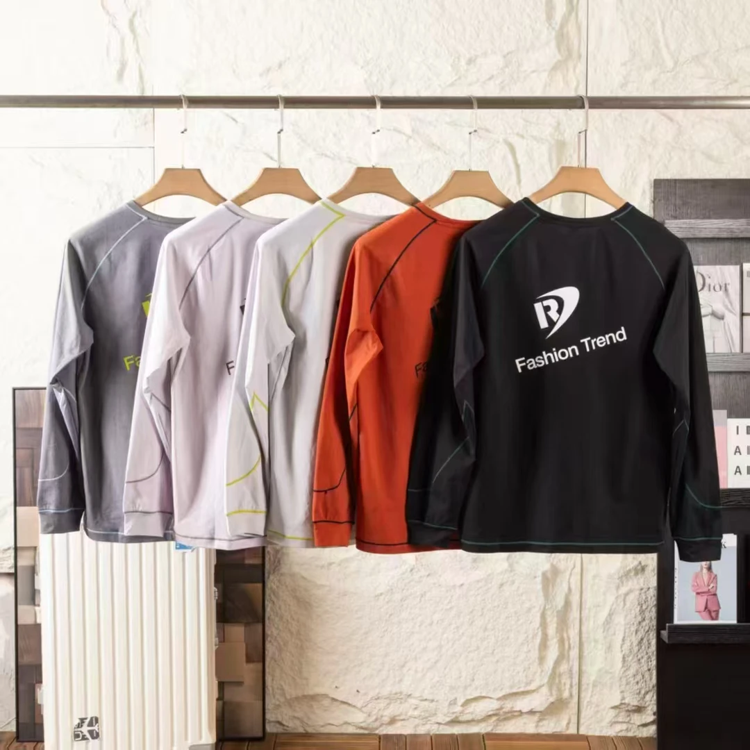 PTSJ-夏季新款户外运动透气T恤线条百搭情侣长袖