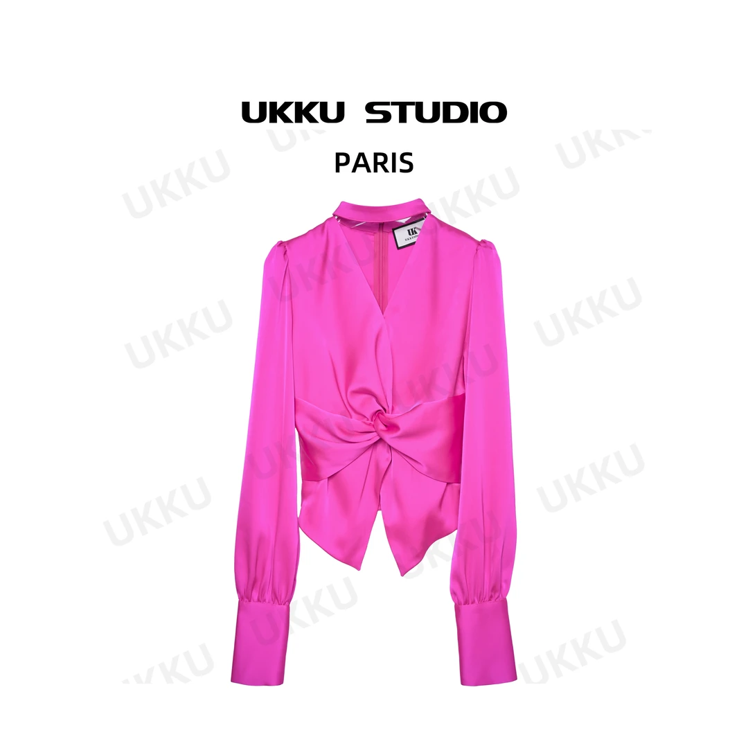 香【UKKUSTUDIO】韩系显瘦设计师网红透气袖衬衫轻奢潮衬衫511843