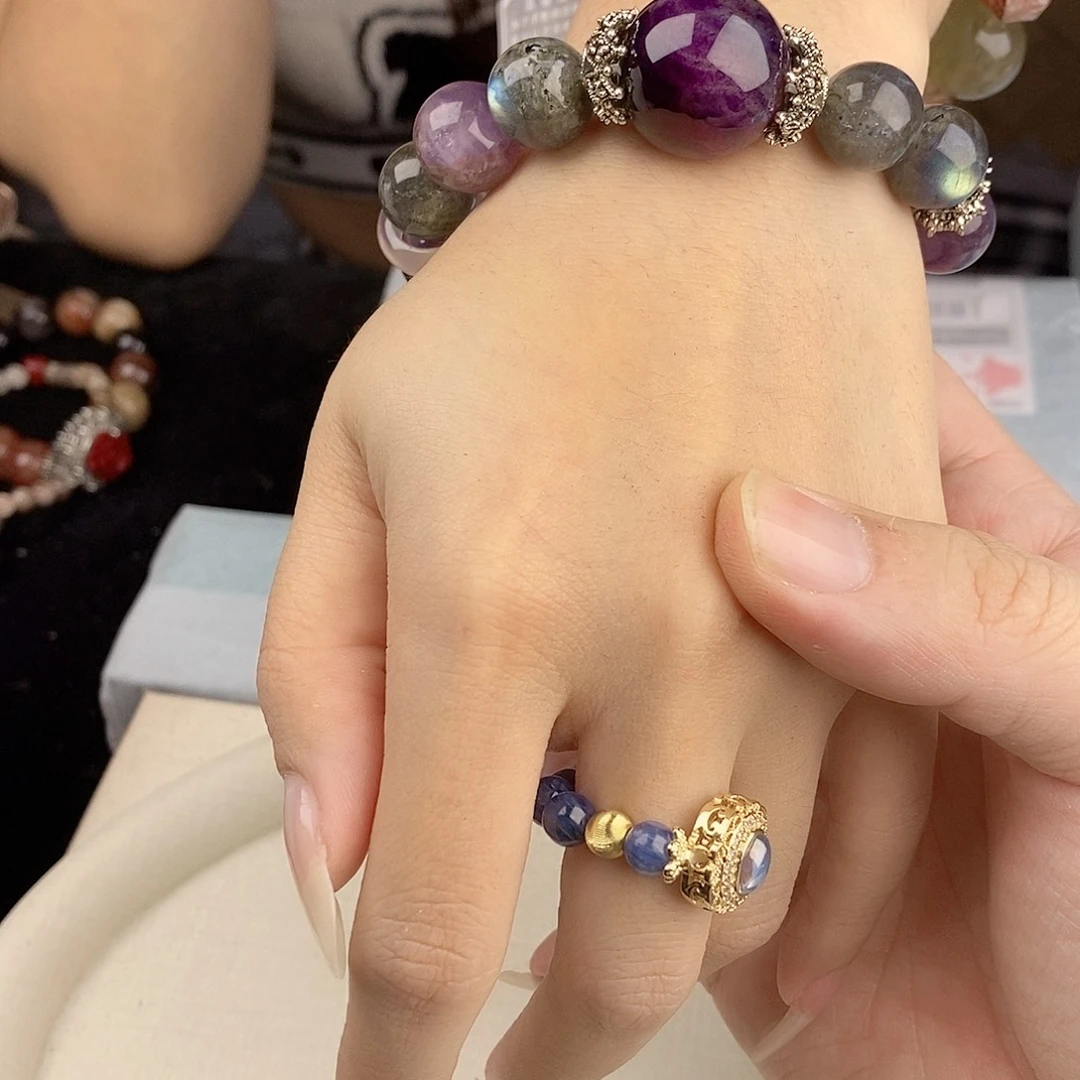 水晶手链银S925镀金镶嵌