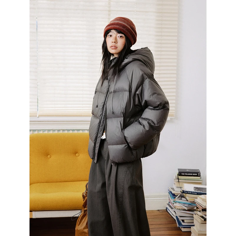 章鱼家【新国标90白鸭绒】轻盈款户外连帽纯色羽绒服保暖octopusme