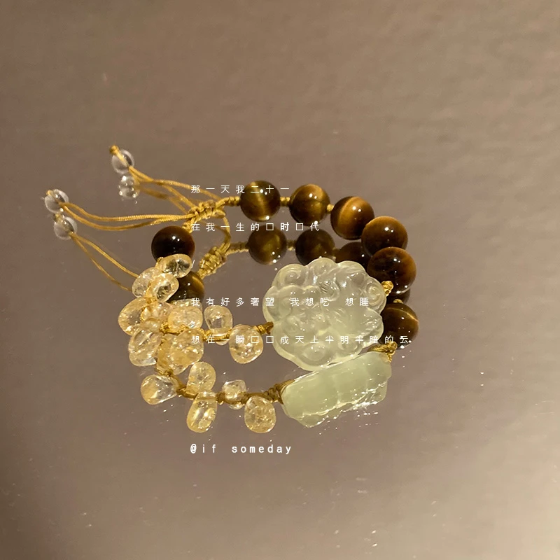 合金莫桑石手链 【晓星沉】百搭手链饰民族风新中式小众设计感手饰