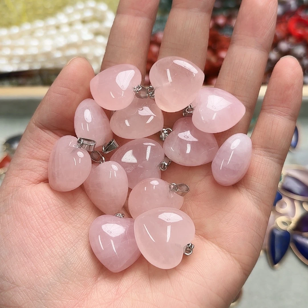 玛瑙/玉髓未镶嵌珠宝半成品卡20粉晶爱心2颗