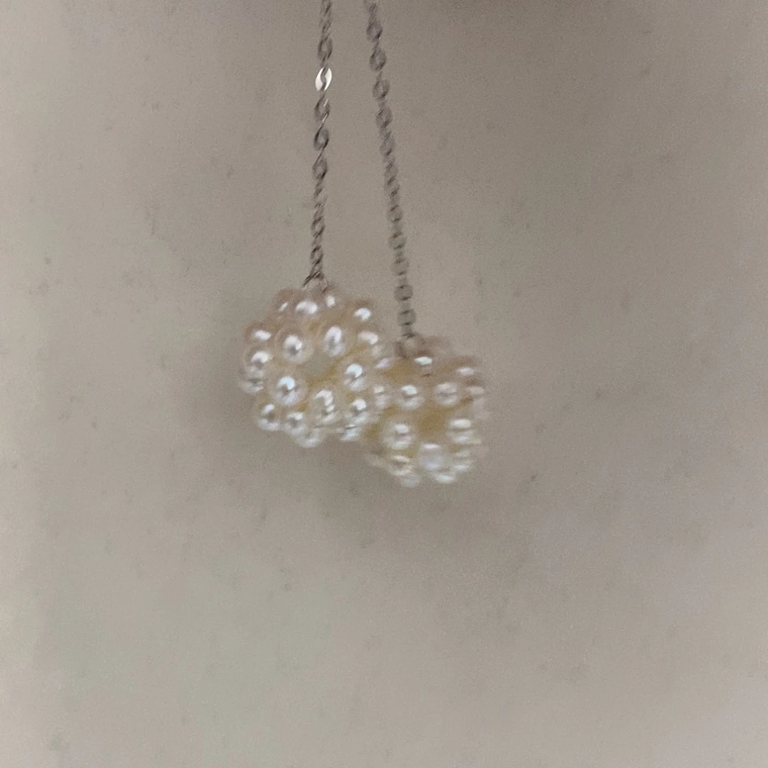 银S925镶嵌耳饰淡水珍珠