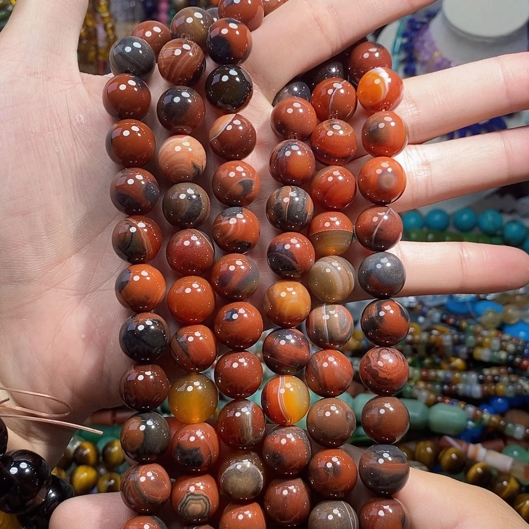 石英质玉未镶嵌，梦幻条纹玛瑙14mm，