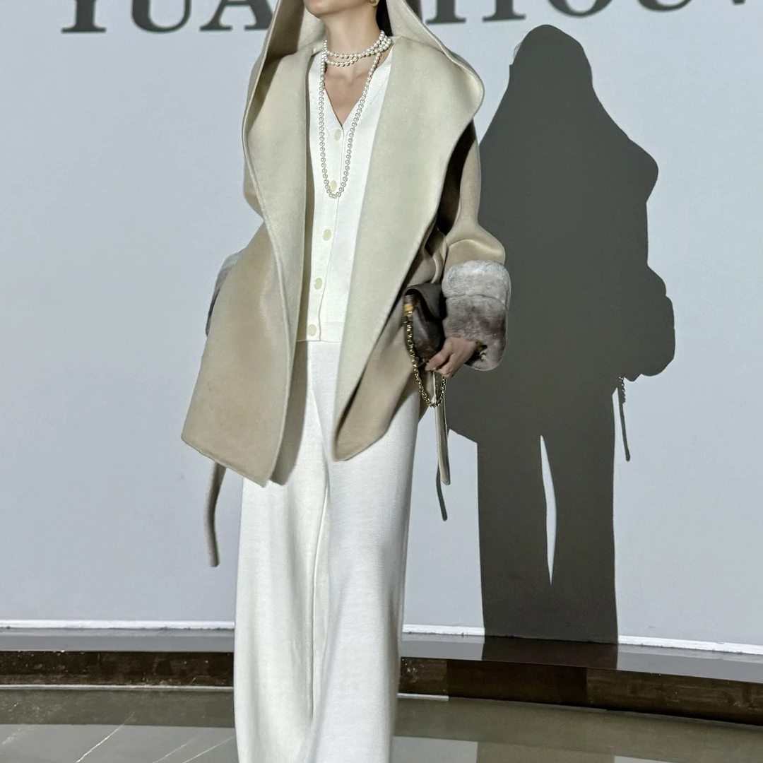 [X Y]|“光年短款”双色羊驼羊毛混纺大衣可拆卸兔皮