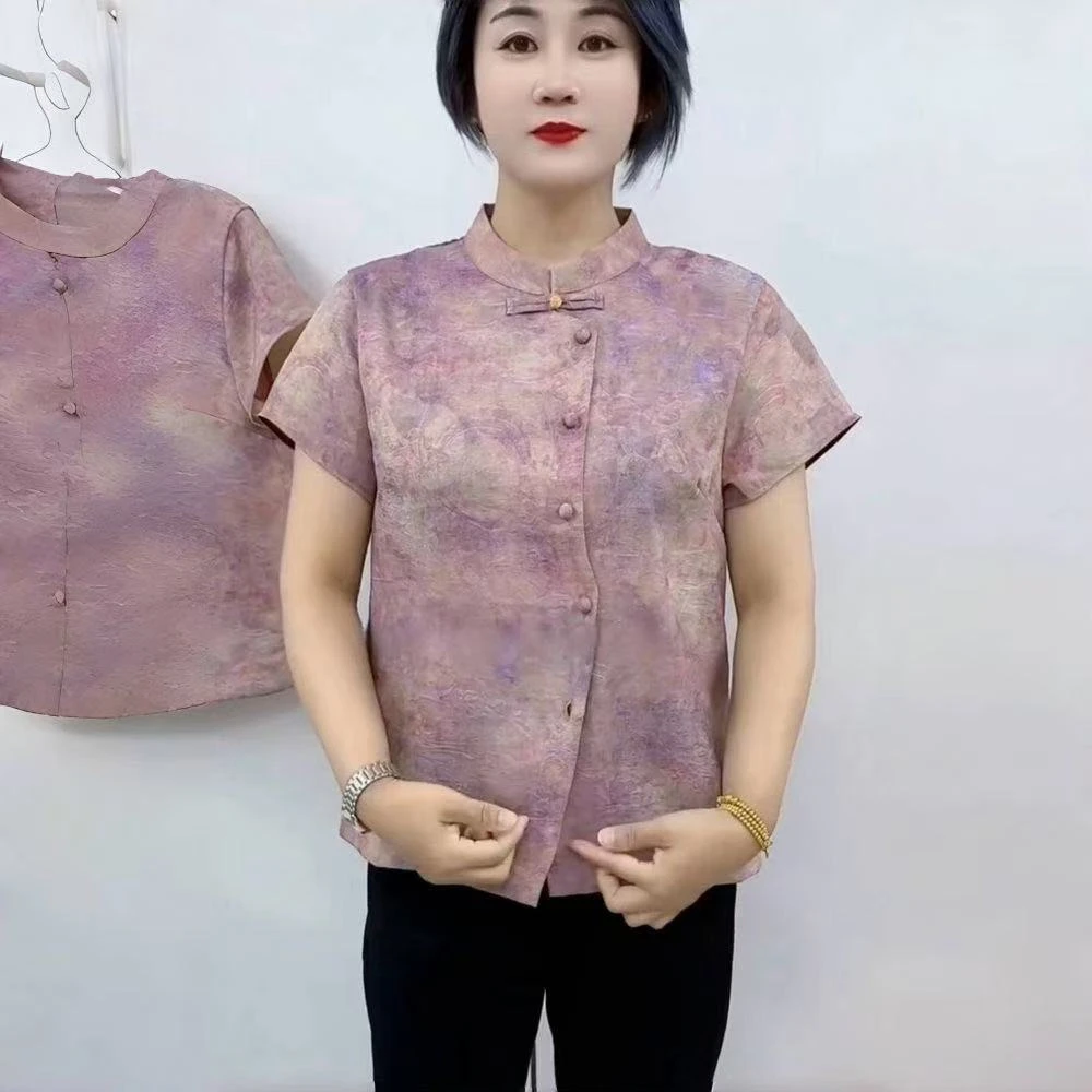 夏季旗袍中老年优雅气质中式时尚宽松妈妈上衣