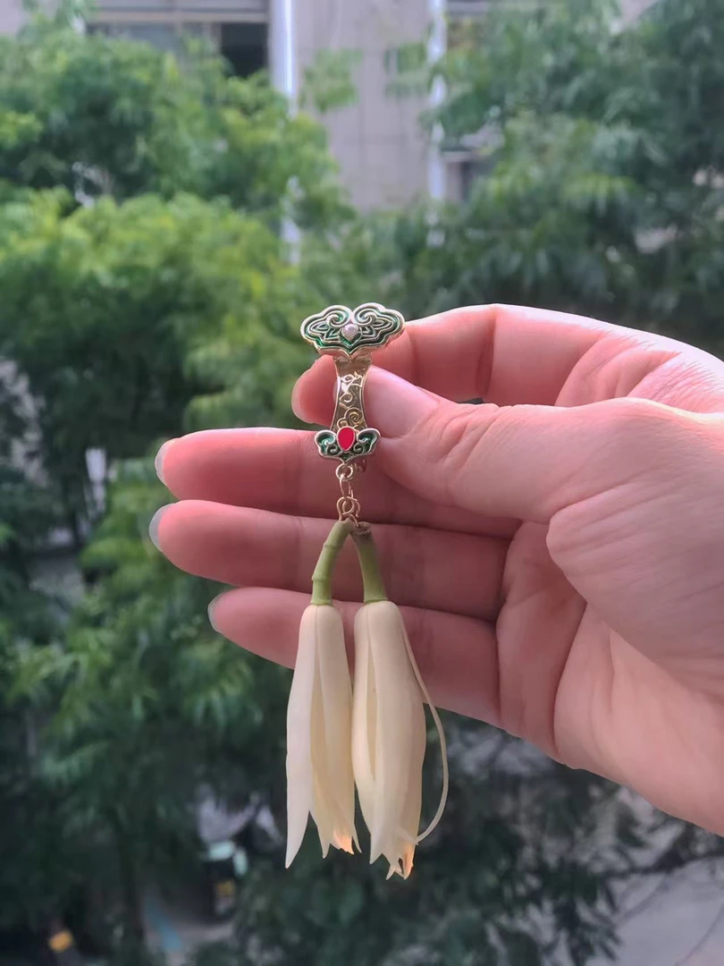 合金胸针 白玉兰白兰胸针别针复古旗袍挂件配饰国风胸花古风气质
