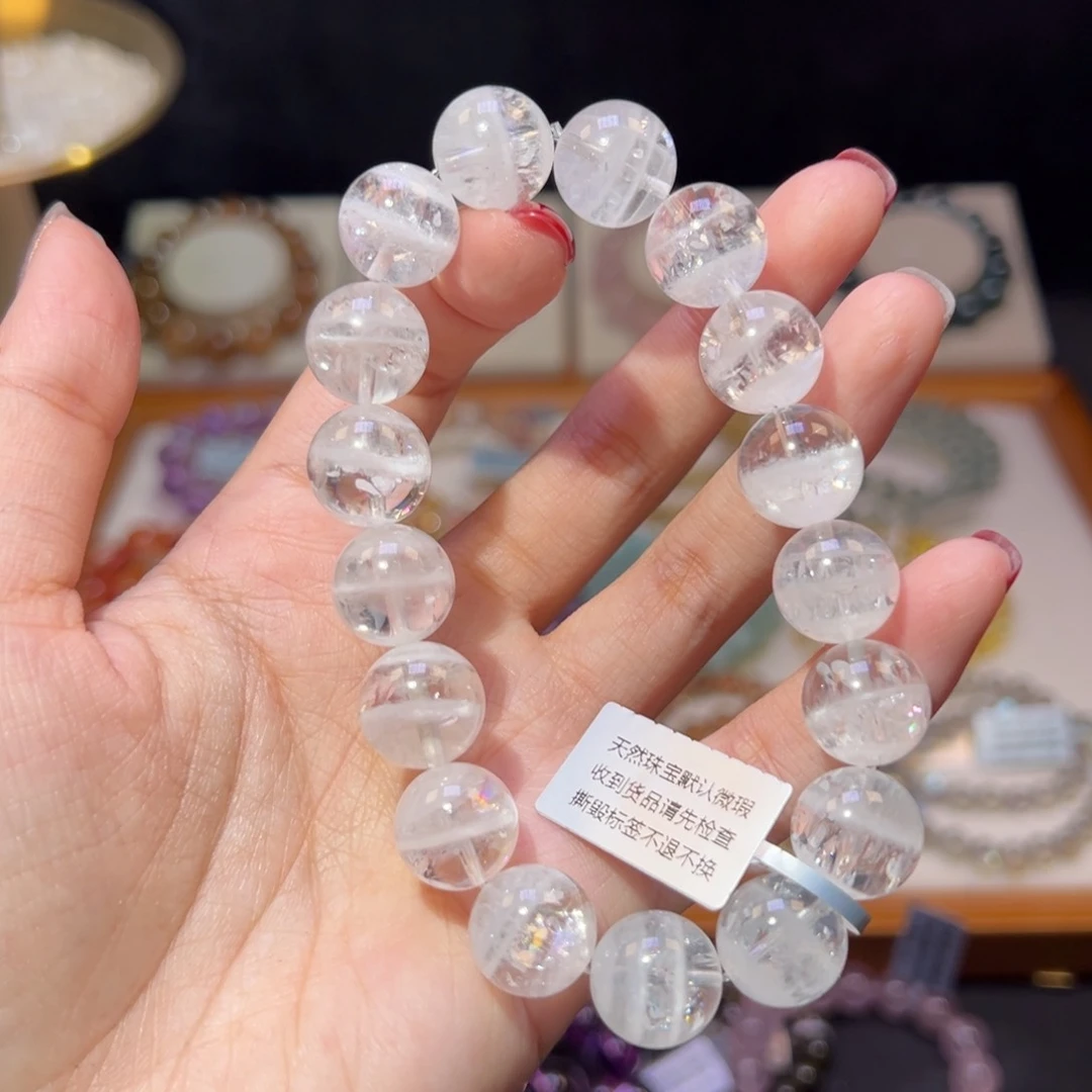 水晶手链未镶嵌殿堂级彩虹千层白幽灵13m
