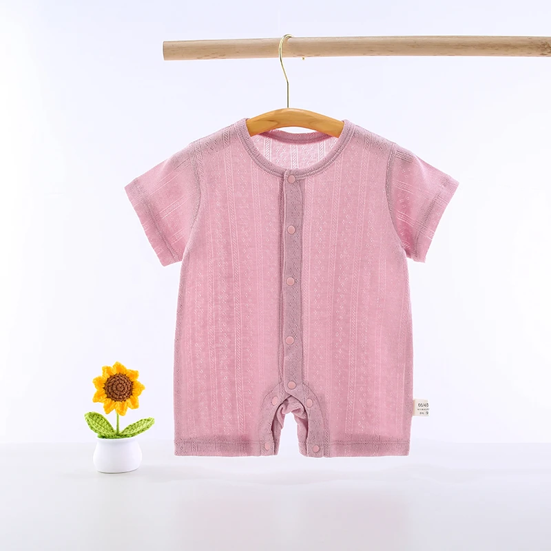 风花棉婴幼儿连身衣短袖闭哈新生儿衣服无骨爬服短爬 嘟嘟妈