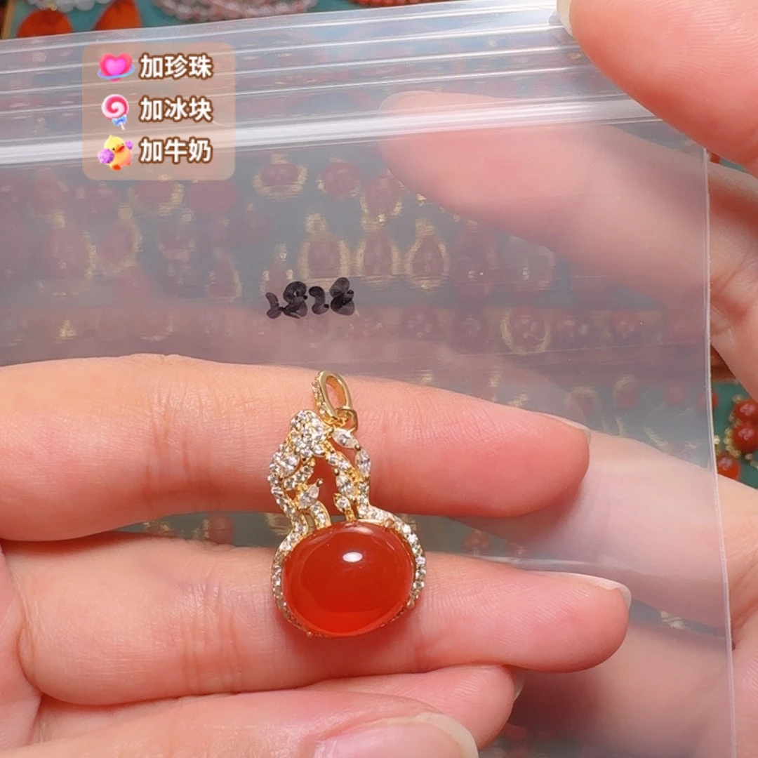 南红玛瑙银S925镶嵌吊坠
