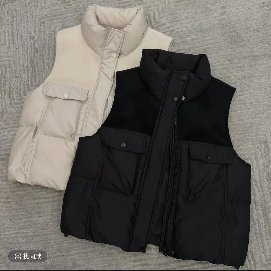 2025秋冬新品时尚百搭棉马夹休闲气质简约女士无袖马甲上衣8222