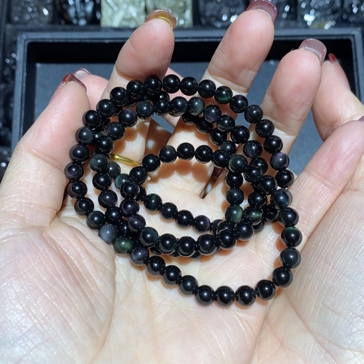 黑曜岩手链未镶嵌妞*