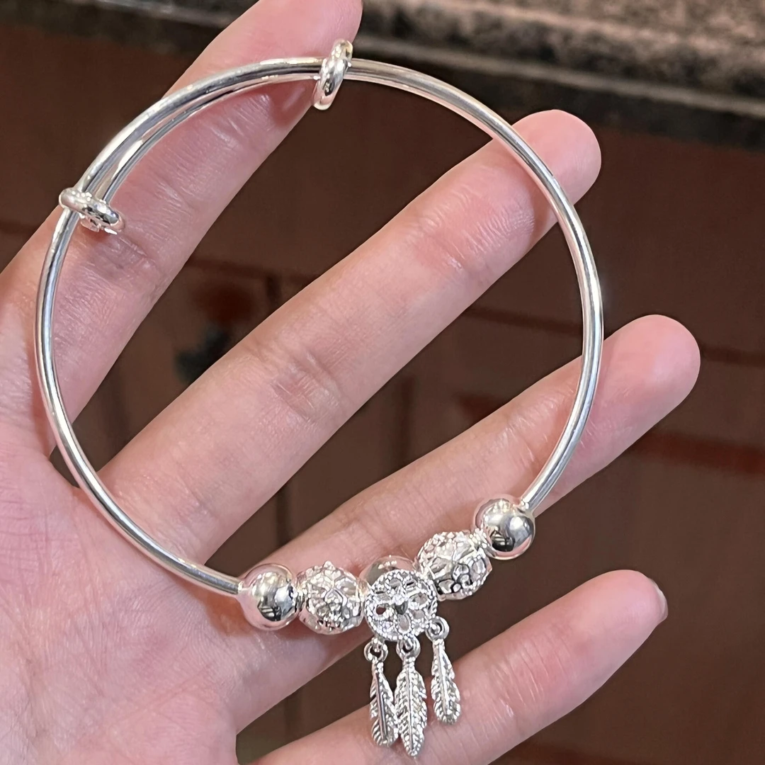 通体实心.捕梦网推拉手镯27653