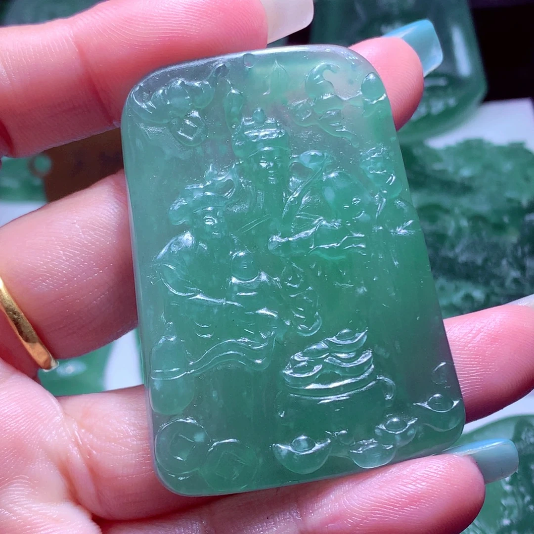 定制翡翠未镶嵌天然缅甸翡翠A货毛货挂件