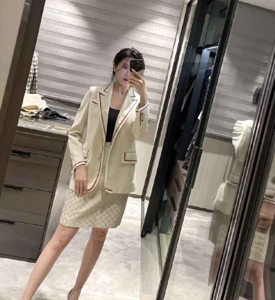 99新 GUCCI/古驰 qq472  粘胶纤维 内里满印双G西服 42码