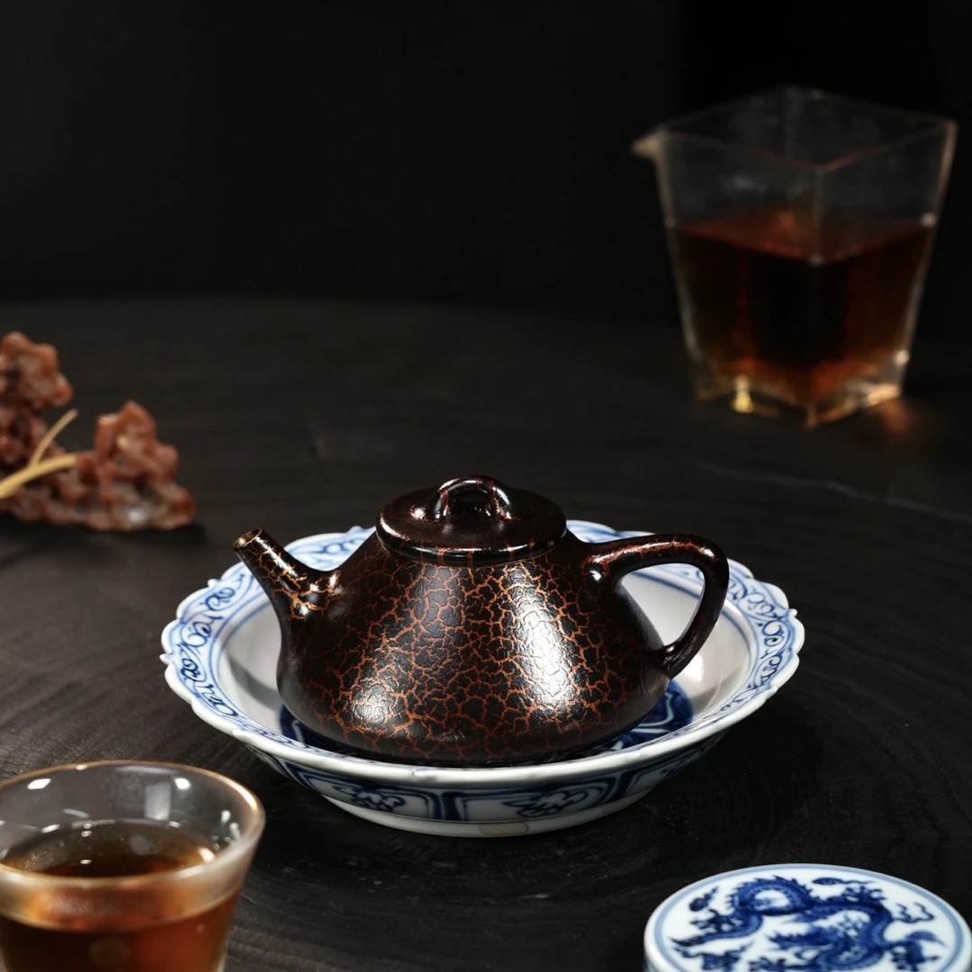 【子冶石瓢】原矿豆沙绿泥（贝壳烧）·160cc·内推孔
